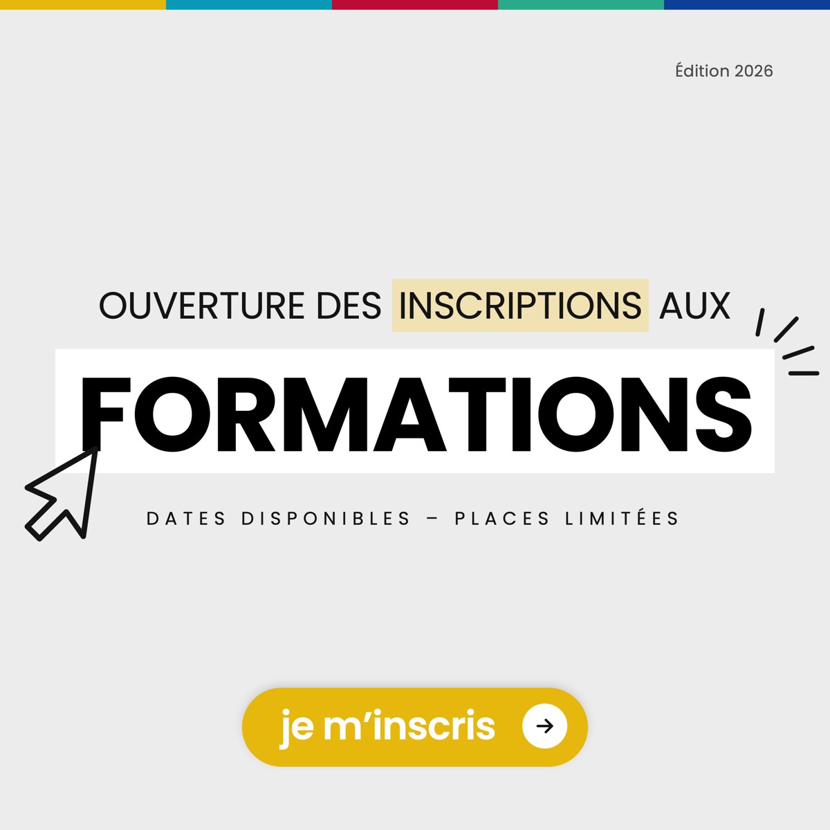 Ouverture des inscriptions aux formations — édition 2026, dates disponibles, places limitées